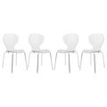 LeisureMod Modern Oyster Clear Dining Side Chair Set of 4