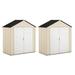 Rubbermaid 7x3 Ft Double Wall Plastic Storage Shed Sandstone (2 Pack)