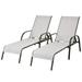 Giantex 2 Pcs Chaise Lounge Chair Adjustable Reclining Lounge Chairs Folding Recliners Patio Furniture for Backyard Lawn Grey