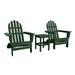 DuroGreen Adirondack Chair Set Made with All-Weather Tangentwood 2 Chairs 1 Side Table Oversized High End Patio Furniture for Porch Lawn or Deck No Maintenance USA Made Forest Green