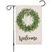 Welcome Garden Flags Burlap Garden Flag Double Sided Wreath Summer Fall Outdoor Farmhouse Decor Small Garden Flag 12x18 Inch Green Flower Garden Flag