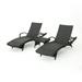 Soleil Outdoor Wicker Arm Chaise Lounges Set of 2 and Wicker Side Table Grey