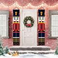 13*72 in Nutcracker Christmas Decorations - Oxford cloth 600D Soldier Model Nutcracker Banners for Front Door Porch Garden Indoor Exterior Kids Party (Black Red)