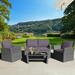 Gymax 4PCS Patio Rattan Conversation Set Outdoor Furniture Set w/ Grey Cushions