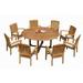 Grade-A Teak Dining Set: 8 Seater 9 Pc: 72 Round Table And 8 Wave Stacking Arm Chairs Outdoor Patio WholesaleTeak #51WV1709