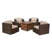 Pearson Outdoor 5 Piece Wicker Swivel Club Chair and Fire Pit Set Dark Brown with Beige and Brown