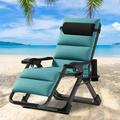 Docred Zero Gravity Chair Lawn Recliner Folding Chaise Lounge with Removeable Pad Soft Cushion Headrest and Cup Holder Camping chairs Patio Fold Lounger Chair