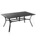 Bigroof Large Rectangle Patio Dining Table 63 Metal Slat 6 Person Outdoor Furniture Garden Table