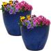 Sunnydaze Resort Ceramic Indoor/Outdoor Flower Pot Planter - Imperial Blue - 8 - Set of 2