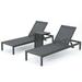 Noble House Cape Coral Grey Aluminum Chaise Lounge and C-Shaped Side Table