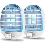MODANU 2 Pack Plug in Electronic Insect Killer Bug Zapper Mosquito Lure Lamp Pest Control Eliminates Flying Pests Gnat Trap Indoor with Night Light - Light blue