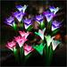 Outdoor Solar Stake Lights Wattne 4 Pack Solar Garden Lights with 8 Lily Flowers Waterproof 7 Color Changing LED Solar Stake Lights for Garden Patio Yard Pathway (White & Pink & 2 purple)