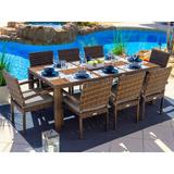 Tuscany 9-Piece Resin Wicker Outdoor Patio Furniture Rectangular Dining Table Set with Dining Table and Eight Cushioned Chairs (Half-Round Brown Wicker Sunbrella Canvas Taupe)