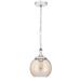 24 Inch Modern Pendant Fixture Fishbowl Style Glass Shade Chrome- Saltoro Sherpi