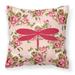 Moth Shabby Chic Pink Roses Fabric Decorative Pillow