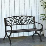 Sophia & William 50 Cast Iron Metal Outdoor Garden Park Bench - Bronze