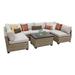 Bowery Hill 7 Piece Modern Wicker/Fabric Outdoor Sofa Set in Beige