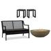Home Square 3 Piece Set with Oval Fire Bowl Aluminum Patio Loveseat & End Table