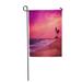 LADDKE Purple Ocean Stormy Tropical Beach Palm Tree Silhouettes at Sunset Pink Sand Garden Flag Decorative Flag House Banner 12x18 inch