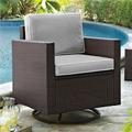 Palm Harbor Outdoor Wicker Swivel Rocker Chair with Grey Cushions