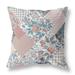 Pink Blue Boho Floral Indoor Outdoor Throw Pillow