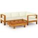 Lixada 5 Piece Garden Set with Cream White Cushions Acacia Wood