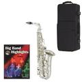 Big Band Play Along Silver Alto Saxophone Pack - Alto Sax w/Case Accessories & Warranty & Big Band Play Along Book