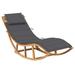 Carevas Rocking Sun Lounger with Cushion Solid Teak Wood