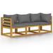 3-Seater Garden Sofa with Cushion Solid Acacia Wood