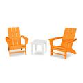 POLYWOOD Modern Adirondack 3-Piece Set in Tangerine / White