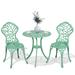 JOIVI Patio Bistro Table Set 3 Piece Outdoor Rust-Resistant Cast Aluminum Dinning Retro Table and Chair Mint