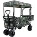 LAZY BUDDY Collapsible Utility Beach Wagon Cart with Removable Canopy Folding Outdoor Camping Fishing Wagon Push Pull Handle
