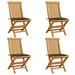 Dcenta 4 Piece Folding Garden Chairs with Taupe Cushion Teak Wood Outdoor Dining Chair for Patio Backyard Poolside Beach 18.5 x 23.6 x 35 Inches (W x D x H)