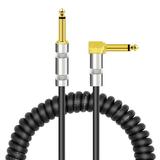 Curly Musical Instrument Audio Guitar Cable Cord 1/4 Inch Straight to Right-angle Gold-plated TS Plugs PU Jacket for Electric Guitar Bass Mixer Amplifier Equalizer Max. 3 Meters Usage Length