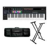 Novation 61SL MkIII MIDI Controller Bundle with Black Shoulder Bag & Knox Stand