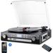 DIGITNOW Vinyl/LP Turntable Record Player 3.5mm Headphone Jack Remote and LCD with Bluetooth AM&FM Radio Cassette Tape Aux in USB/SD Encoding & Playing MP3/ Built-in Stereo Speakers (NO CD)