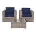 Living Source International Wicker Club Chair Set with Cushion in Gray/Navy Blue