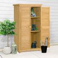 Outdoor Garden Wooden Storage Cabinet ï¼Œ 3-tier Fir Wood Lockers with Shutter for Garden Backyard Garage ï¼ŒNature Color