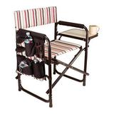 Picnic Time Pink and Tan Striped Sports Chair