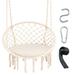 Gymax Hammock Swing Chair with Cushion Hanging Hardware Kit Indoor Outdoor Beige