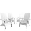 Flash Furniture Sawyer Poly Resin Wood Adirondack Chair - White (Set of 4)