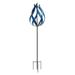 XL Ice Blue Fire Flame Metal Wind Spinner Large Kinetic Windmill Sculpture Garden Stake Patio Decor 3D Yard Art