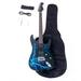Porfeet Lightning Style Electric Guitar with Power Cord/Strap/Bag/Plectrums Black & Dark Blue