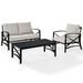 Afuera Living 3-Piece Metal/Fabric Patio Sofa Set in Oatmeal/Oil Rubbed Bronze