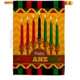 Ornament Collection 28 x 40 in. Happy Kwanzaa Holiday House Flag with Winter Double-Sided Decorative Vertical Flags Decoration Banner Garden Yard Gift