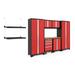 NewAge Products Bold Series Red 9 Piece Cabinet Set Heavy Duty 24-Gauge Steel Garage Storage System Wall Mounted Shelf Included