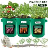 Duety 3 Pack Potato Grow Bags with Window Flap and Strap Handles Vegetable Plant Growing Bagsfor Potato Tomato Carrot Vegetable Nursery Garden