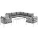 Modern Contemporary Urban Design Outdoor Patio Balcony Eight PCS Sectional Sofa Set Grey White Gray Rattan