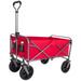 Folding Wagon Cart Garden Beach Carts with Adjustable Handle Heavy Duty Utility Garden Wagon Grocery Cart Max Capacity 180lbs Red