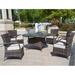 Direct Wicker 7-Piece Patio Dining Set with Rattan Chairs and Cushions in Brown
